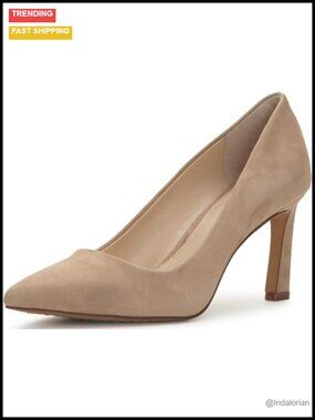Suede Pointed Toe Covered Heel Pumps Padded Footbed Work Heels
